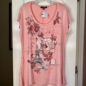 PINK STRETCH SHORT SLEEVE SHIRT BY BLEU SIZE L NWT